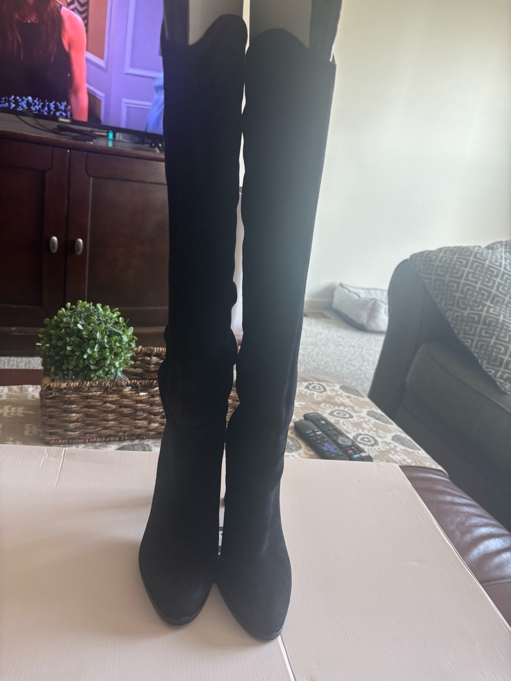 Ivanka Trump Black Over-the-Knee Suede Boots